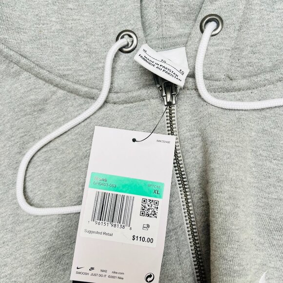Nike Men's Solo Swoosh Full-Zip Hoodie 'Gray' DR0403-063 X-Large - Picture 4 of 4